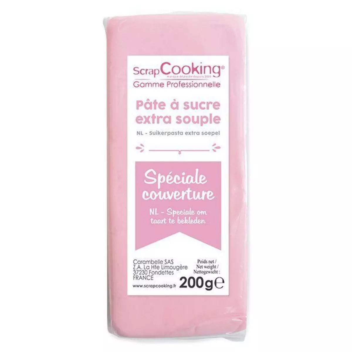 SCRAPCOOKING Pâte à sucre de couverture rose 200 g