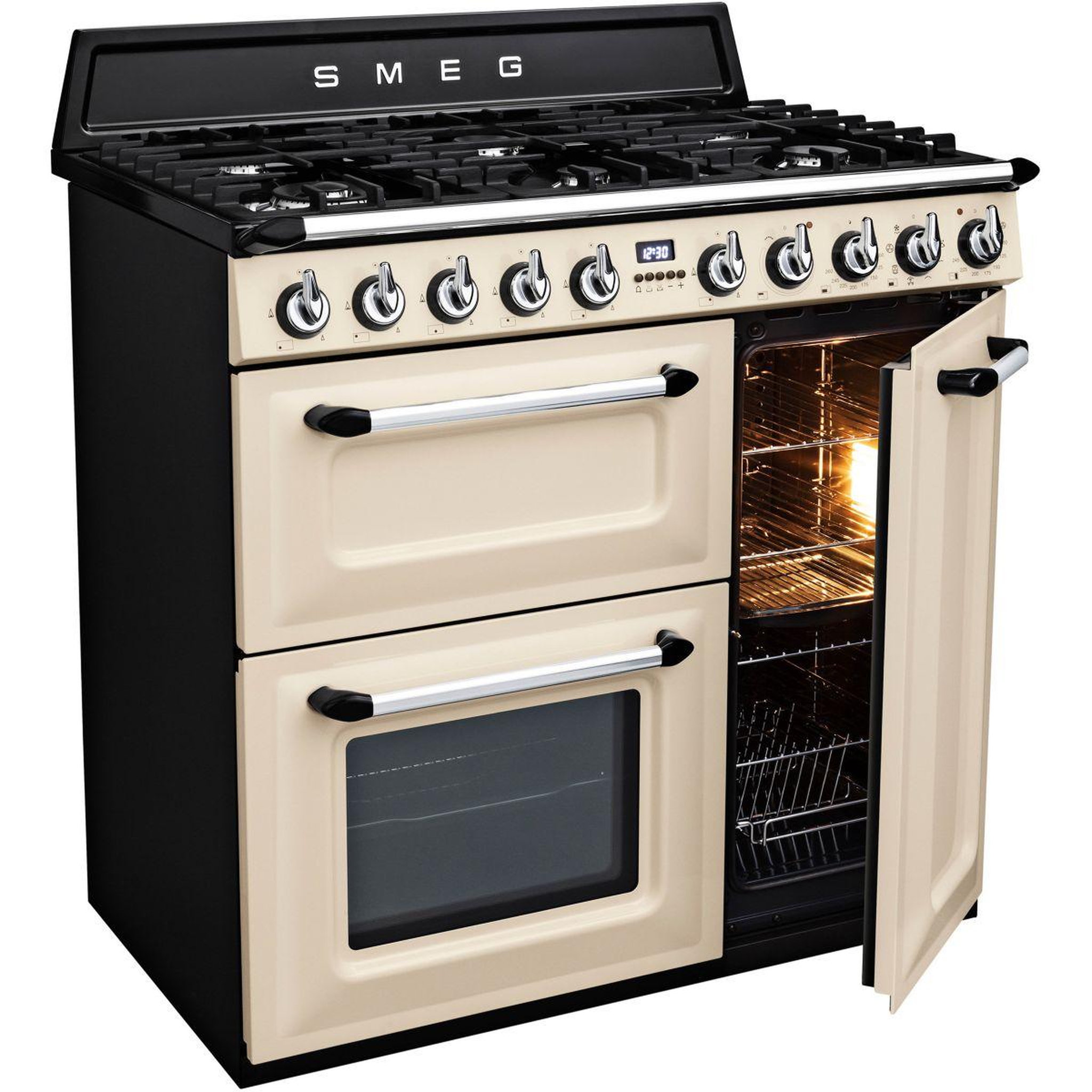 Voir la diapositive 5 : SMEG Piano de cuisson gaz tr93p