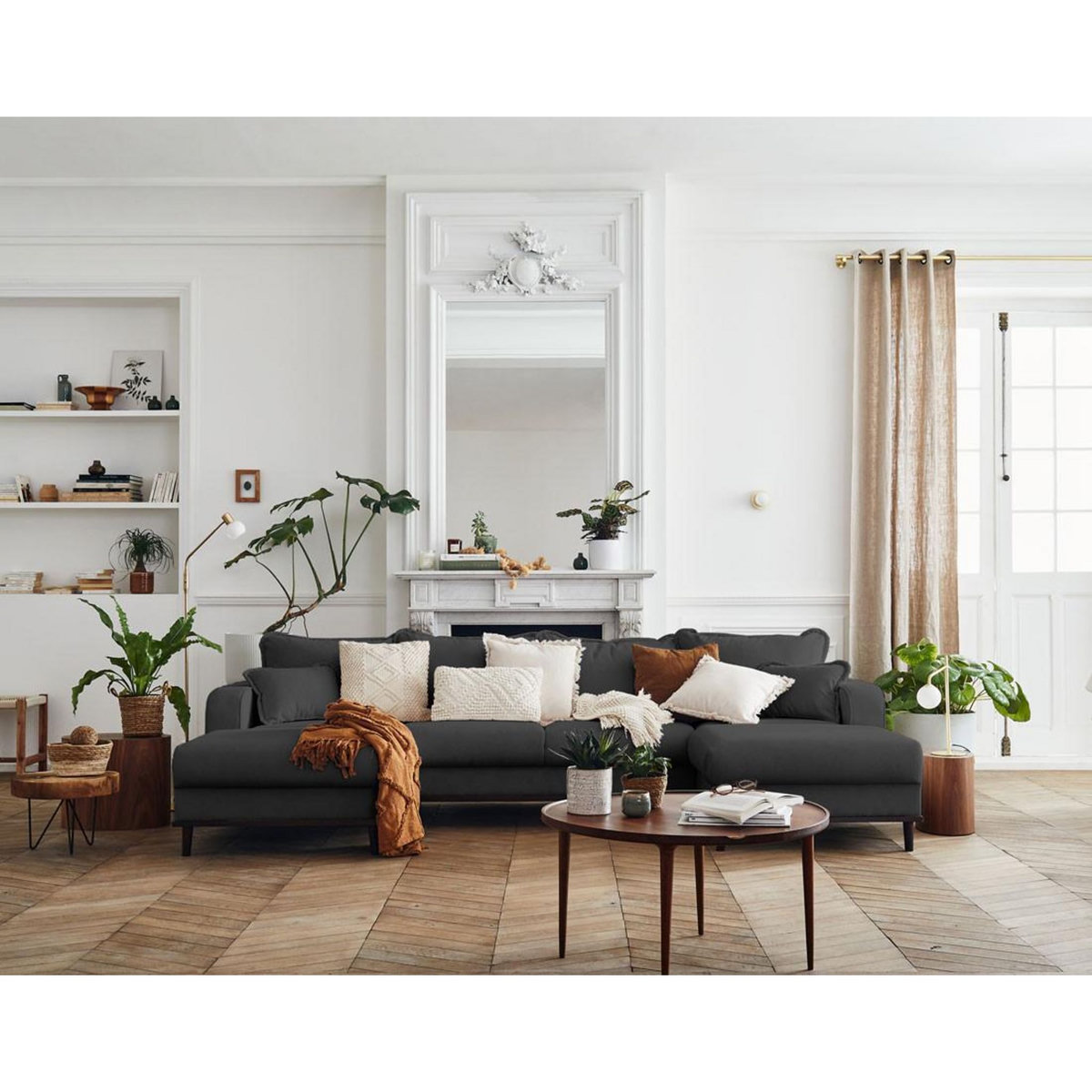 LISA DESIGN Albane - canapé panoramique en u - 7 places - en velours côtelé