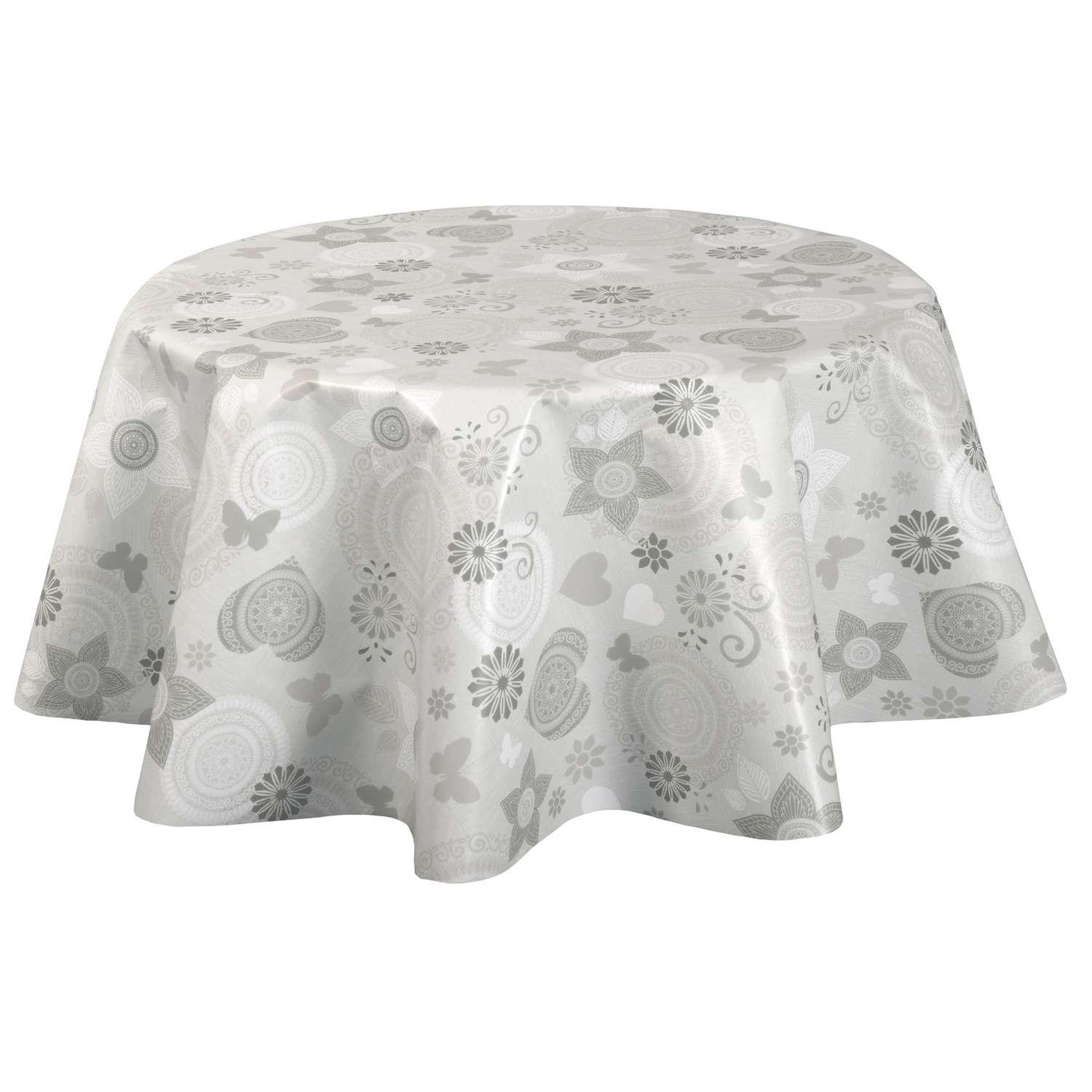 Voir la diapositive 1 : HABITABLE Nappe en toile cirée ronde Paco - Diam. 135 cm - Gris