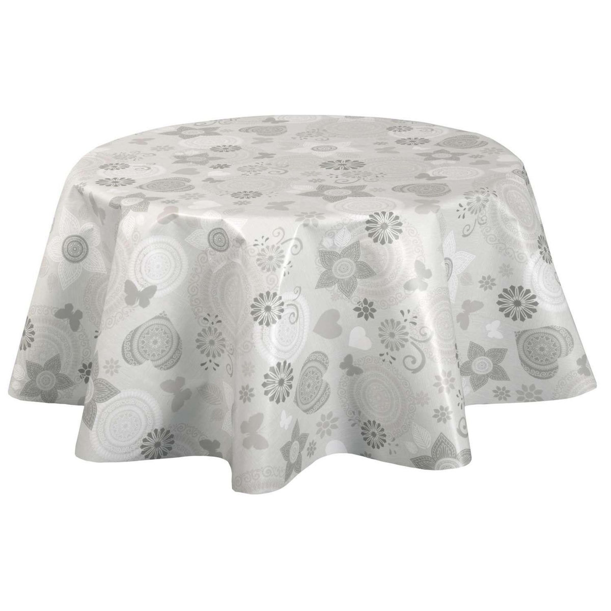 HABITABLE Nappe en toile cirée ronde Paco - Diam. 135 cm - Gris