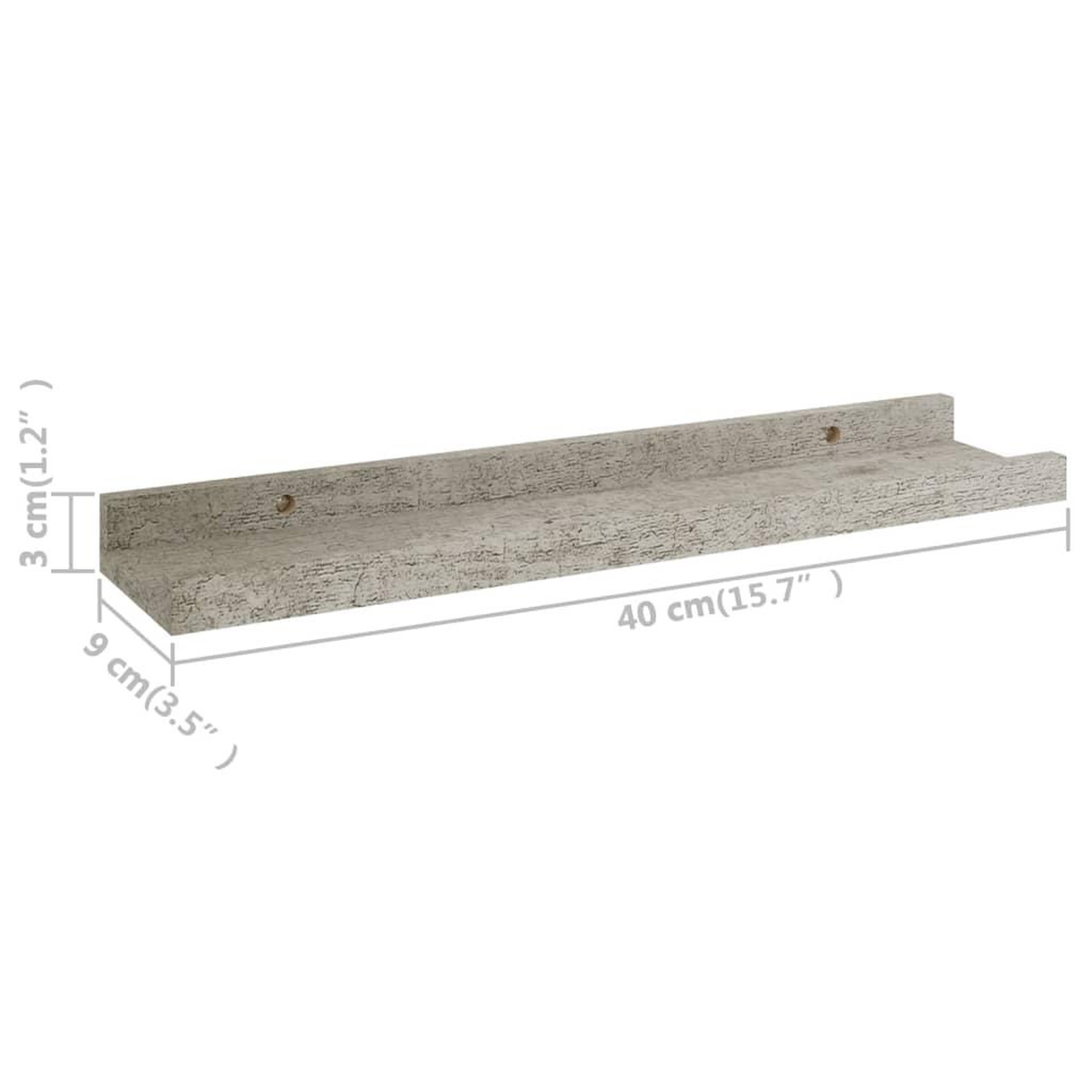 Voir la diapositive 6 : VIDAXL Etageres murales 2 pcs Gris beton 40x9x3 cm