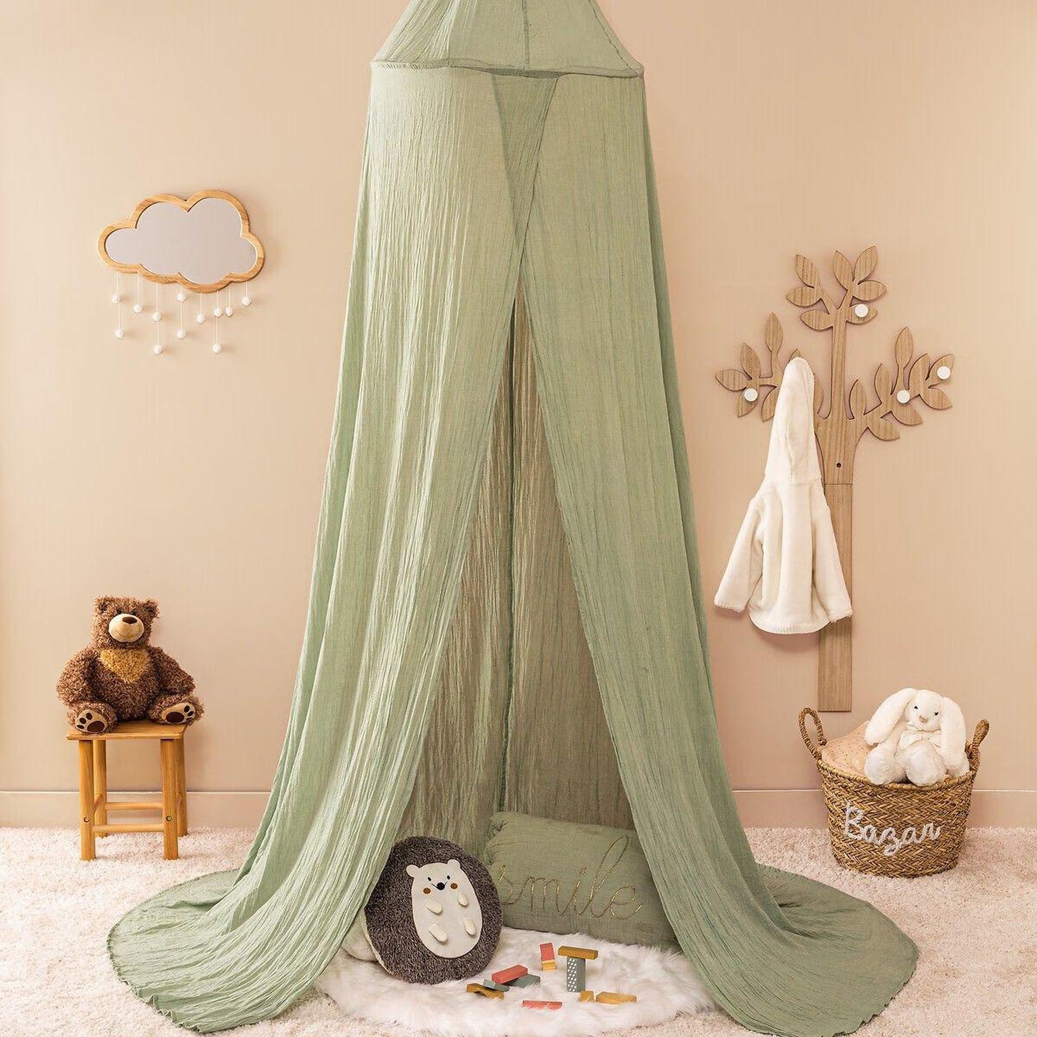 Voir la diapositive 3 : Atmosphera Kids Miroir mural enfant  nuage  40cm naturel