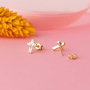 Voir la diapositive 2 : L'ATELIER D'AZUR Boucles d'Oreilles Or 18 Carats 750 Jaune et Zirconiums - Motif Croix