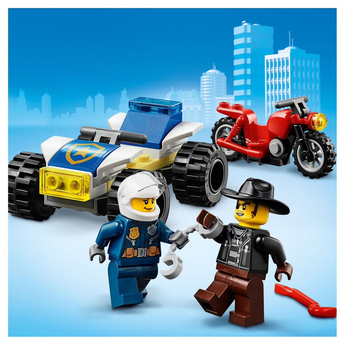 LEGO City 60243 L'Arrestation en Hélicoptère, Jouet, Moto et Camion, Minifigurine Policier