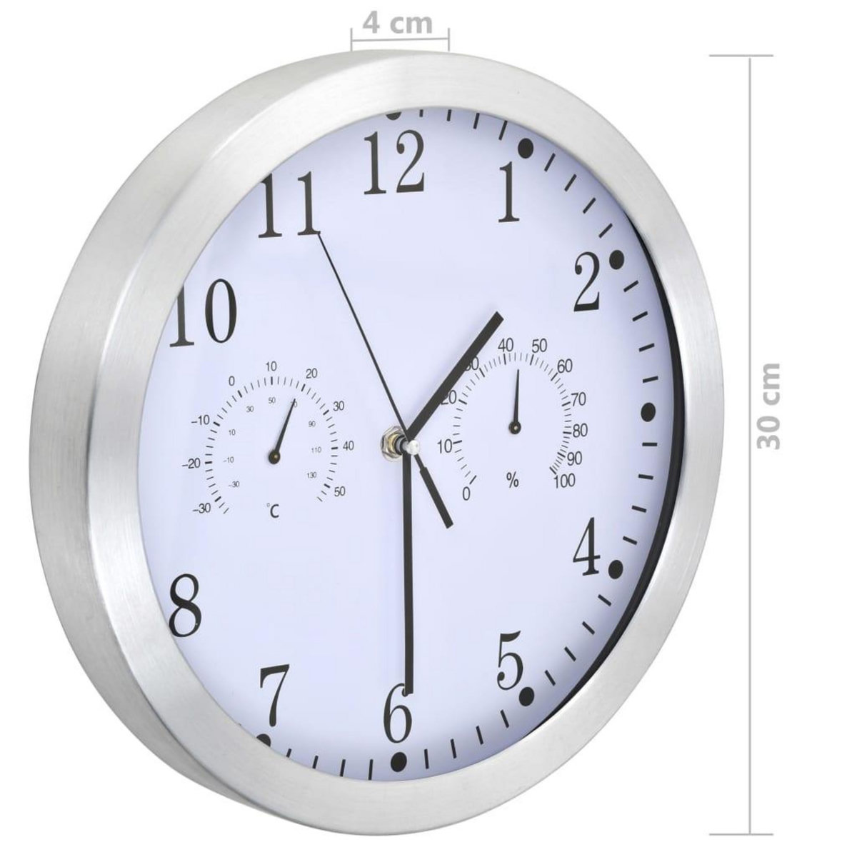 VIDAXL Horloge murale a quartz Hygrometre et thermometre 30 cm Blanc