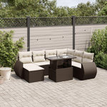 VIDAXL Salon de jardin 8 pcs avec coussins marron resine tressee
