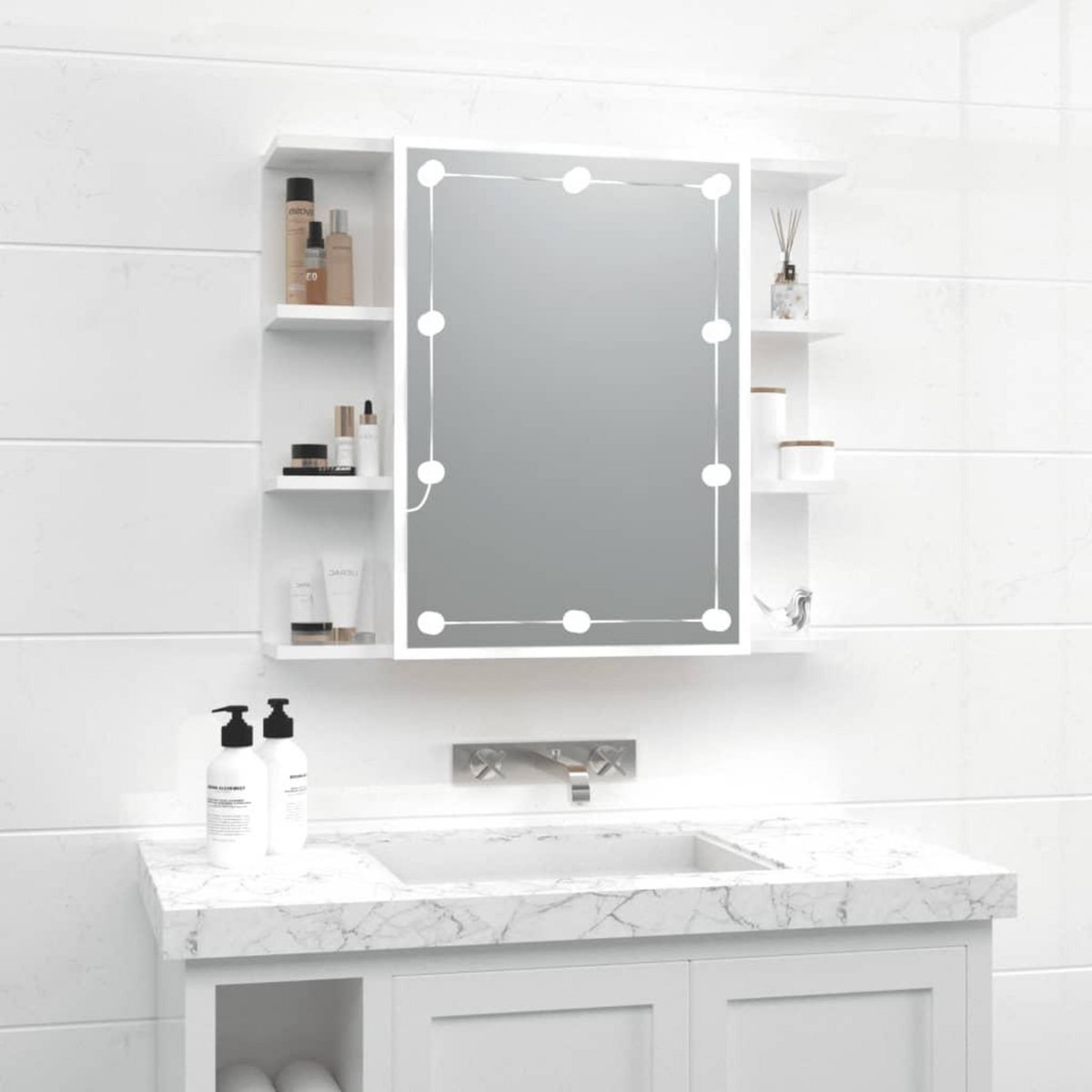 VIDAXL Armoire a miroir avec LED Blanc brillant 70x16,5x60 cm