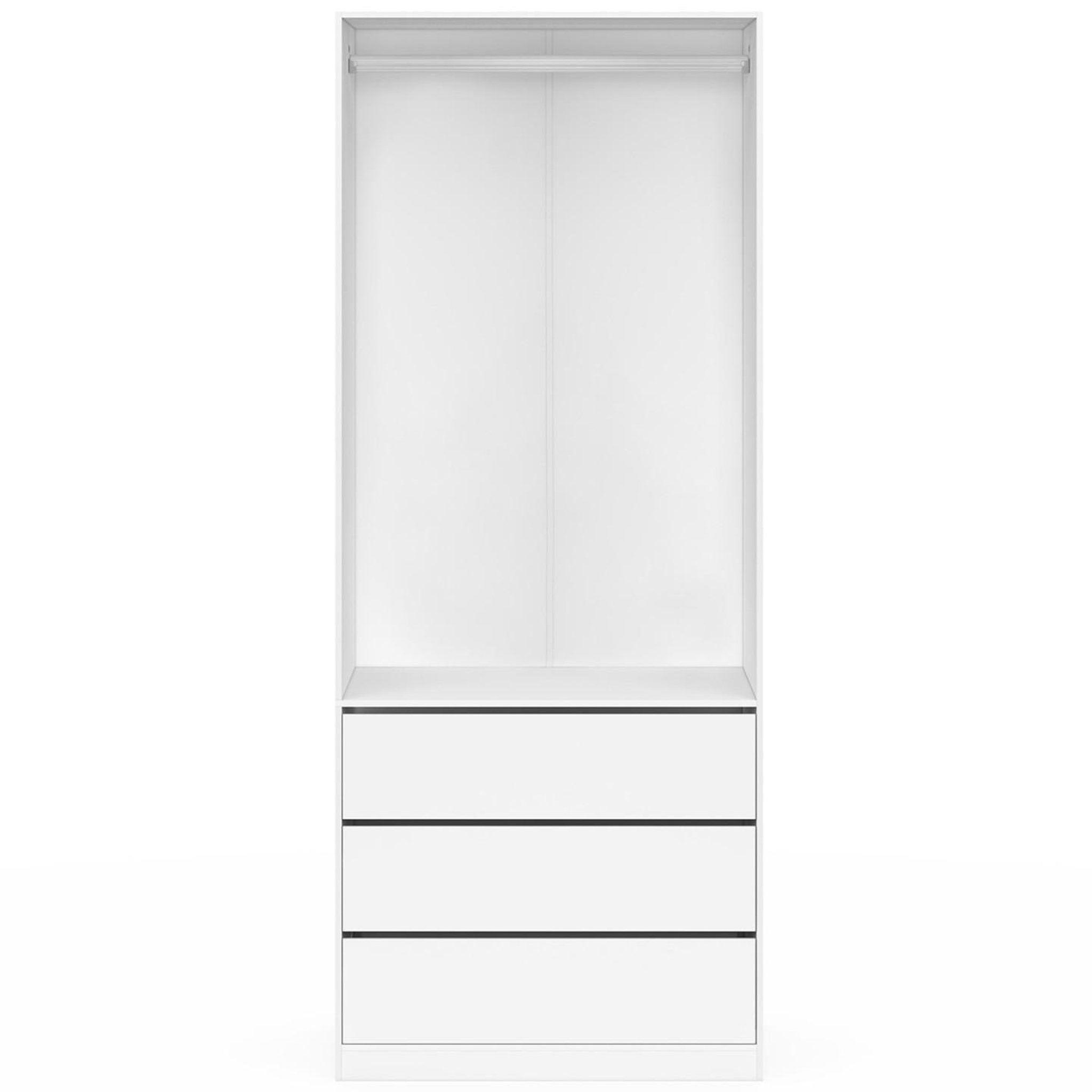 Voir la diapositive 3 : ID MARKET Dressing taylor 80 x 55 x 200 cm 1 module avec penderie + 3 tiroirs blanc