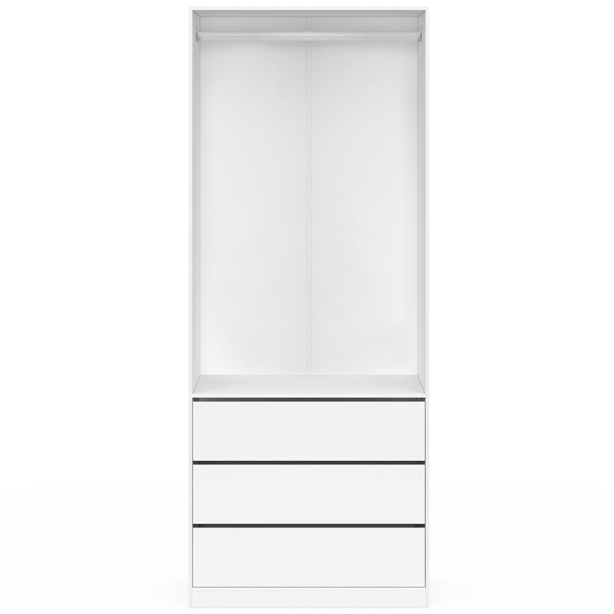 ID MARKET Dressing TAYLOR 80 x 55 x 200 cm 1 module avec penderie + 3 tiroirs blanc