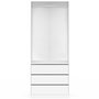 Voir la diapositive 3 : ID MARKET Dressing TAYLOR 80 x 55 x 200 cm 1 module avec penderie + 3 tiroirs blanc