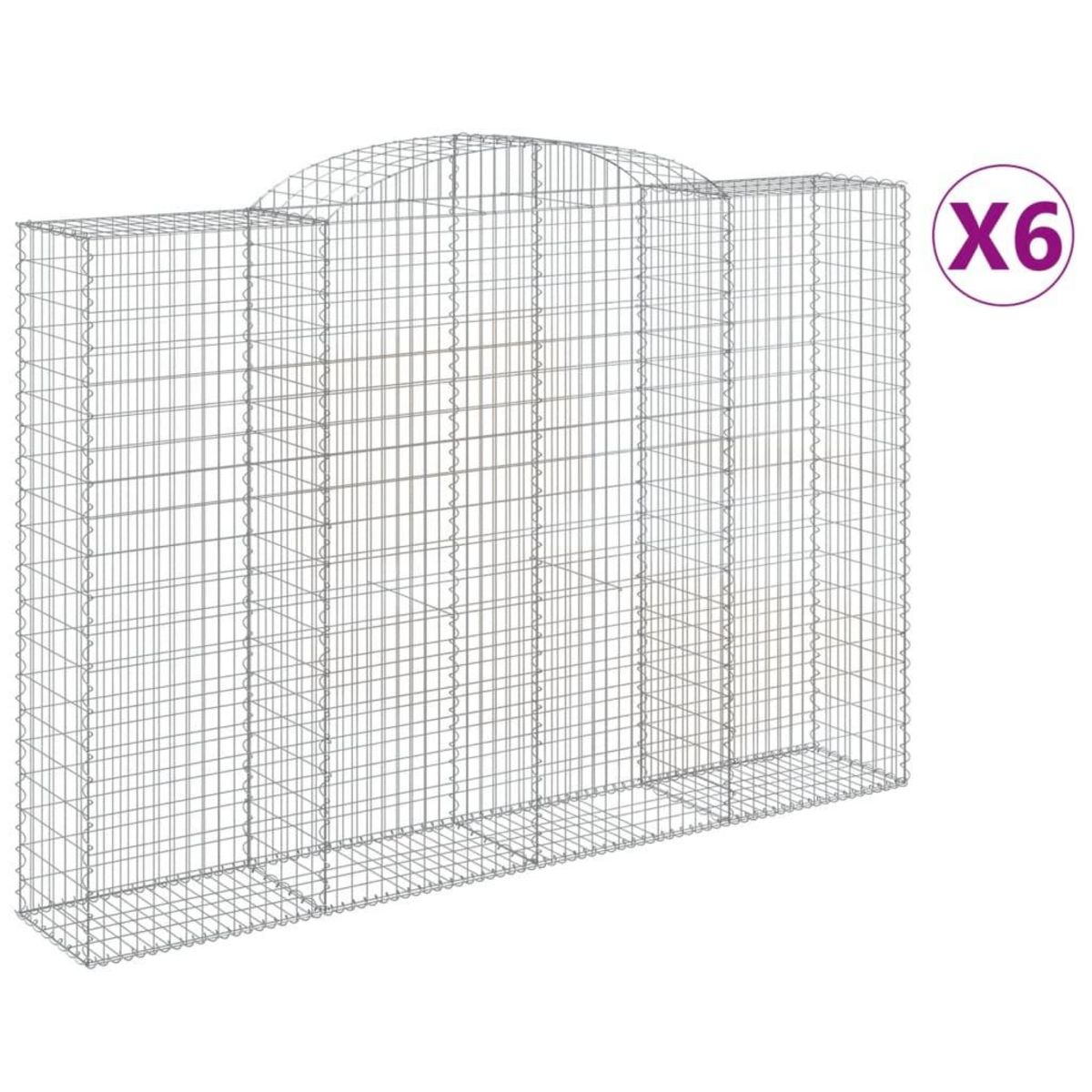 VIDAXL Paniers a gabions arques 6 pcs 300x50x200/220 cm fer galvanise
