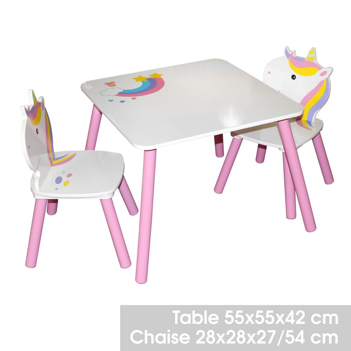 DIVERS Bureau avec chaise enfant design Licorne - Blanc et rose