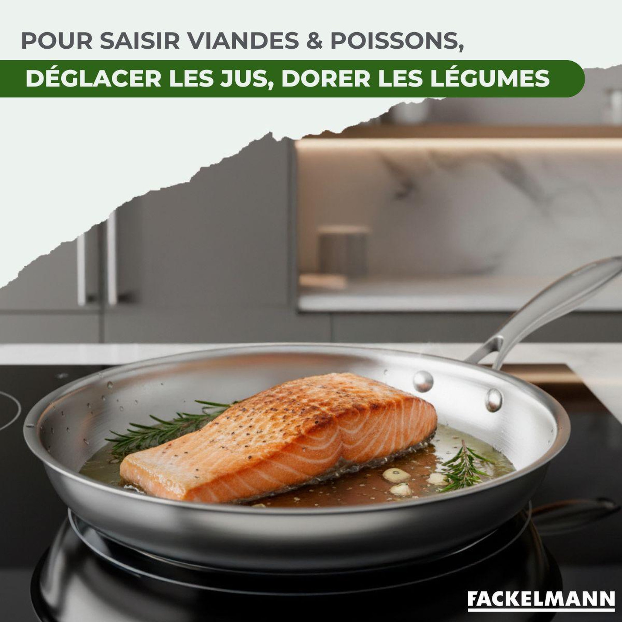 Voir la diapositive 4 : Fackelmann Set de 2 poêles de cuisson 20/28 cm en inox sans pfas fackelmann vita3