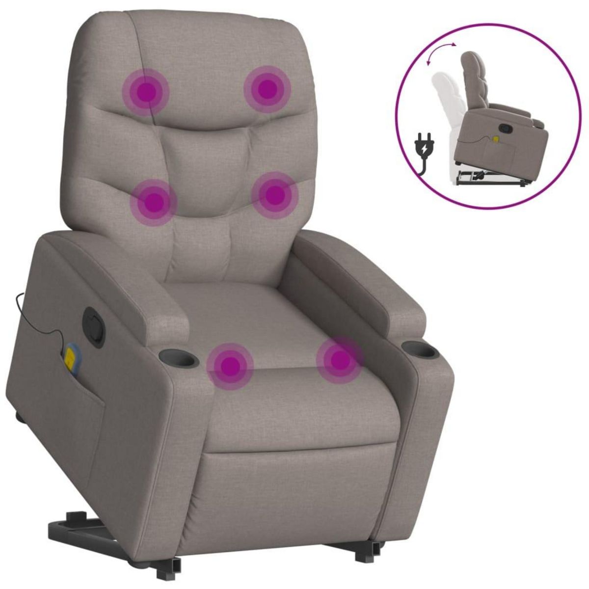 VIDAXL Fauteuil inclinable de massage Taupe Tissu
