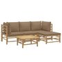 Voir la diapositive 3 : VIDAXL Salon de jardin 5 pcs avec coussins taupe bambou
