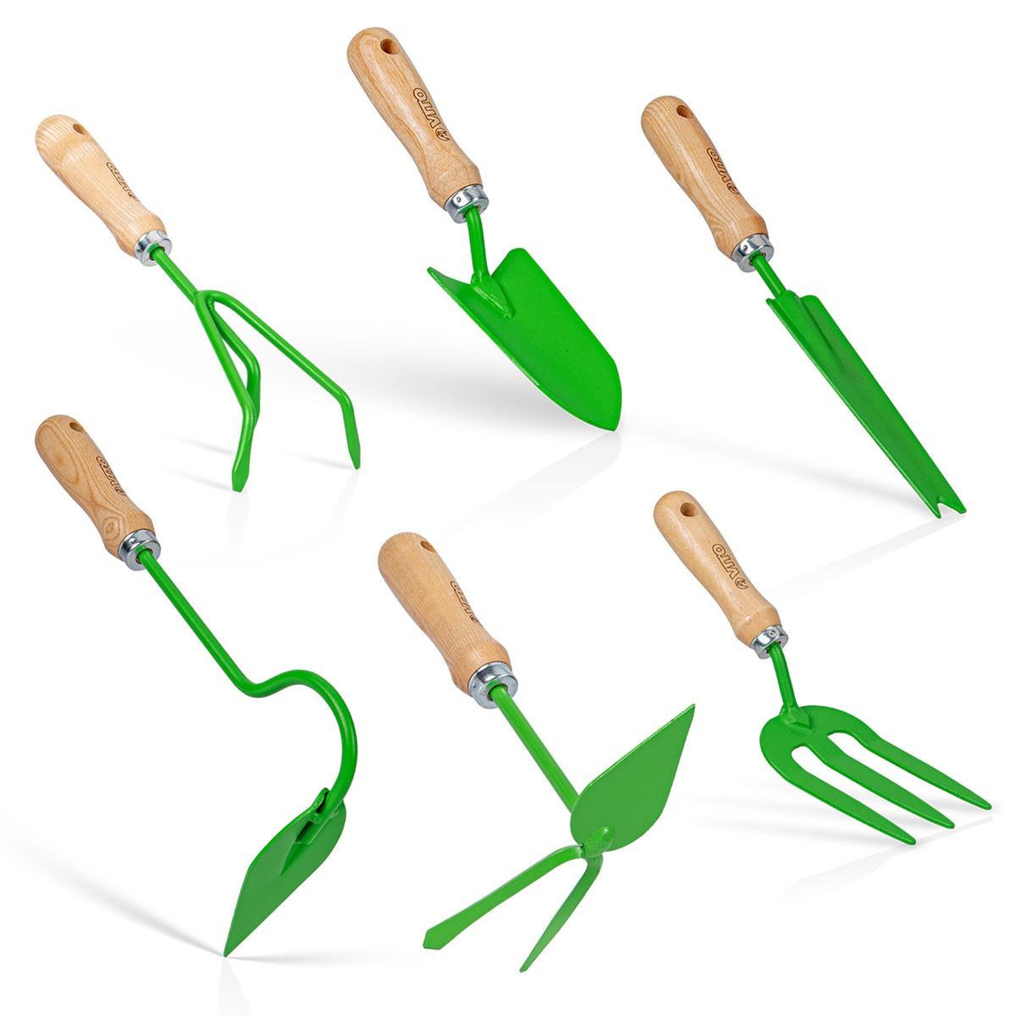 VITO Kit 6 outils de jardin kit jardinier acier s235 manche en bois de hêtre vito