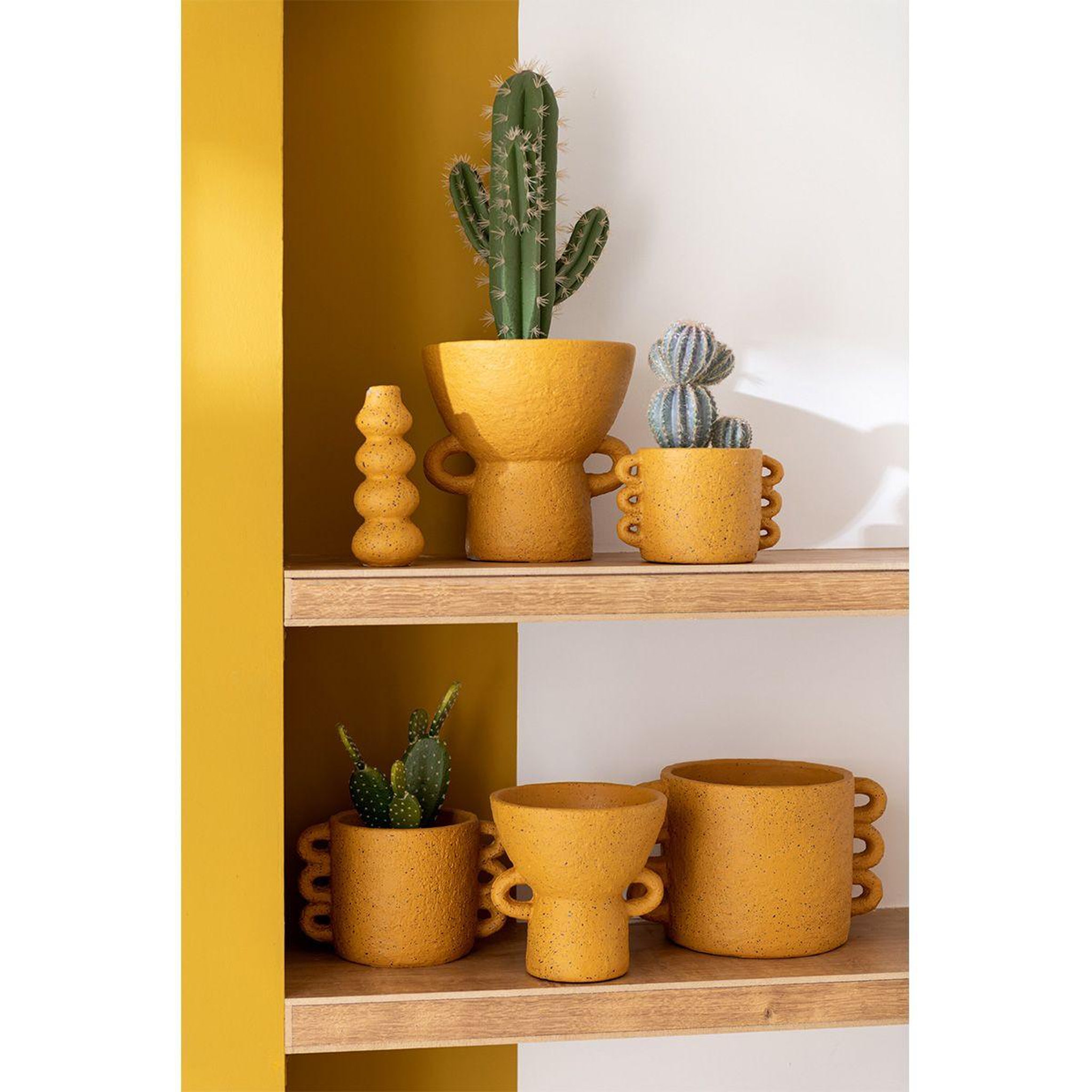 Voir la diapositive 3 : J-LINE Vase rond design  zenia  25cm ocre