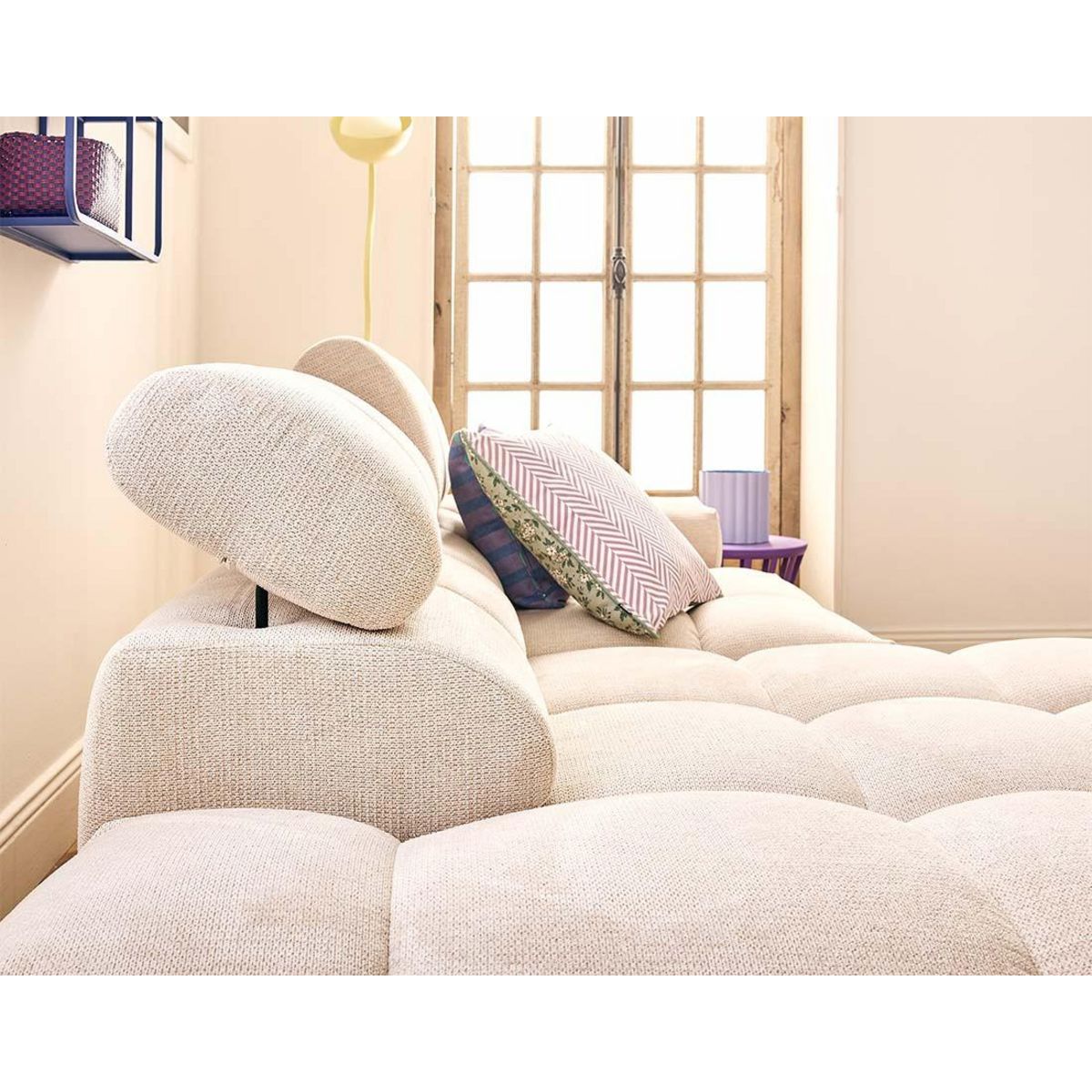 LISA DESIGN Matera - canapé d'angle gauche 3 places avec têtières réglables en tissu texturé