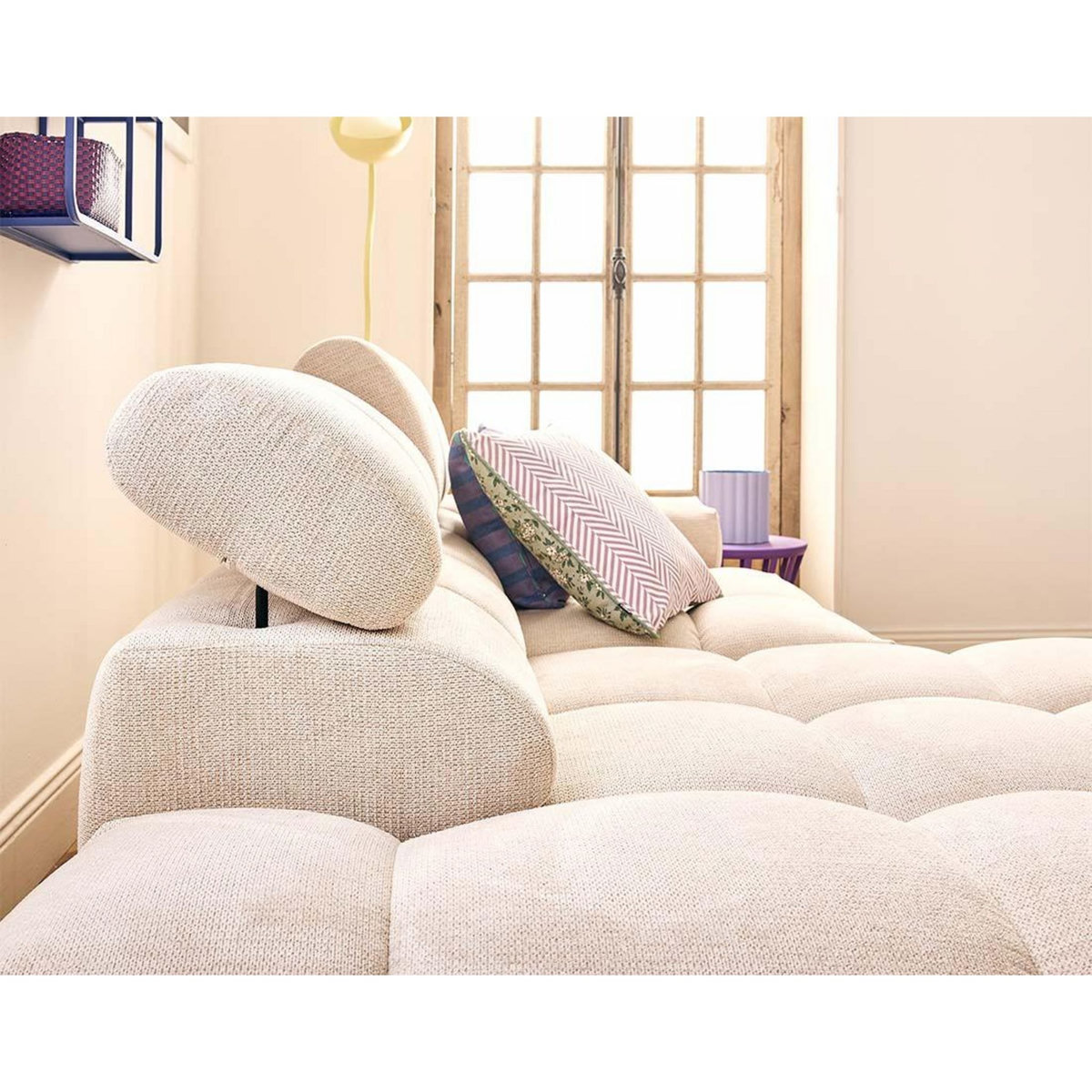 LISA DESIGN Matera - canapé d'angle gauche 3 places avec têtières réglables en tissu texturé