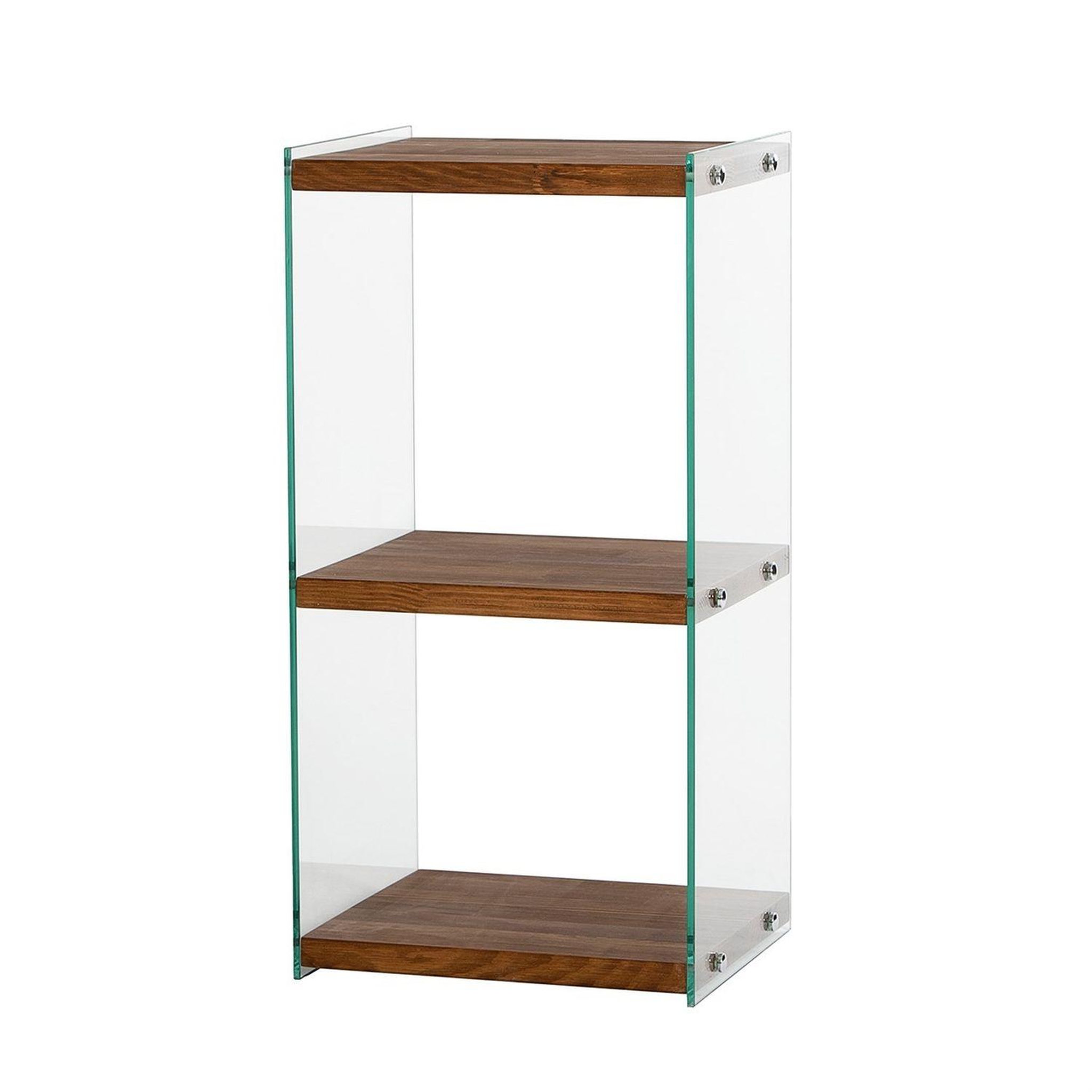 TOILINUX Etagère 3 niveaux en verre et bois foncé aqua - marron