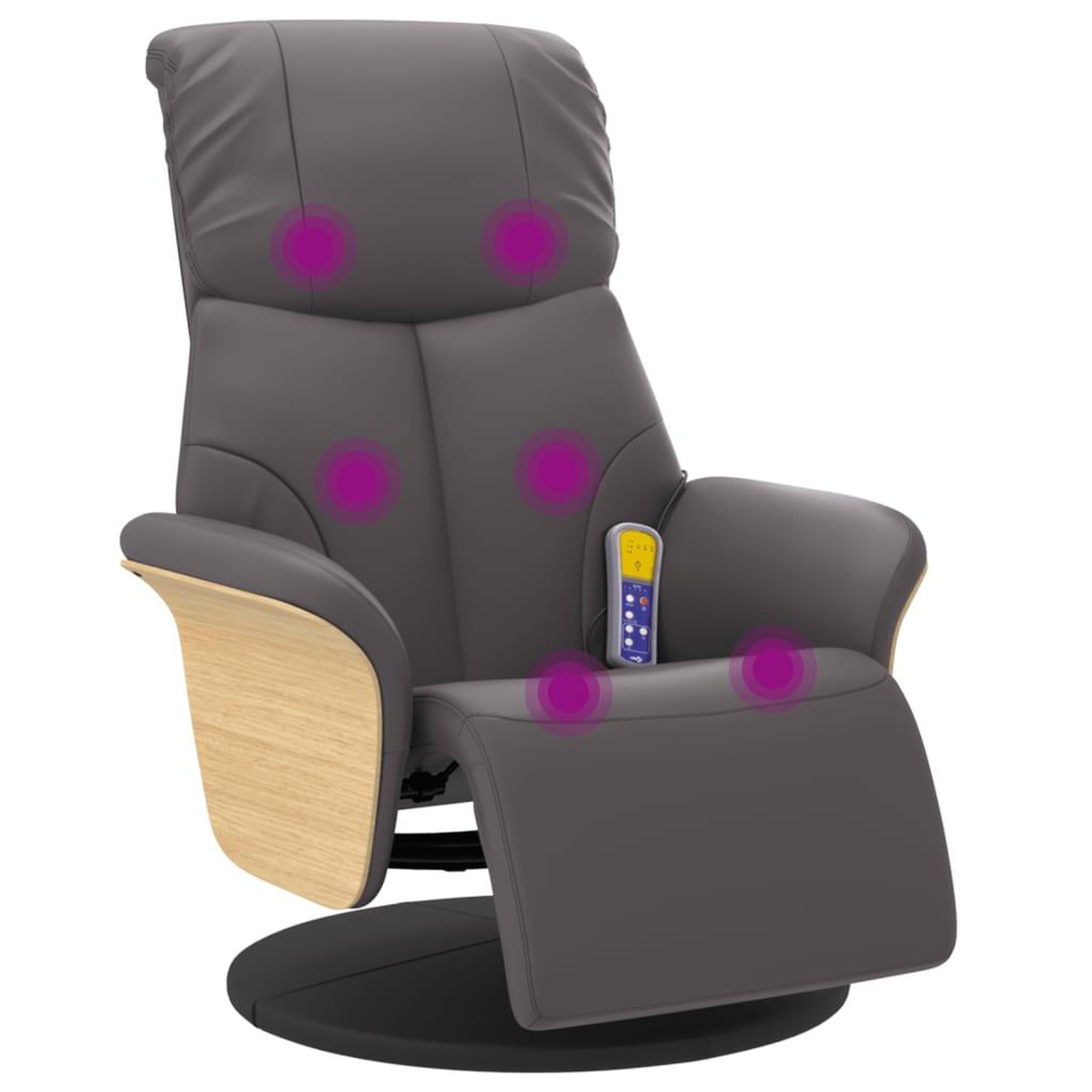 Voir la diapositive 2 : VIDAXL Fauteuil inclinable de massage repose-pieds gris similicuir