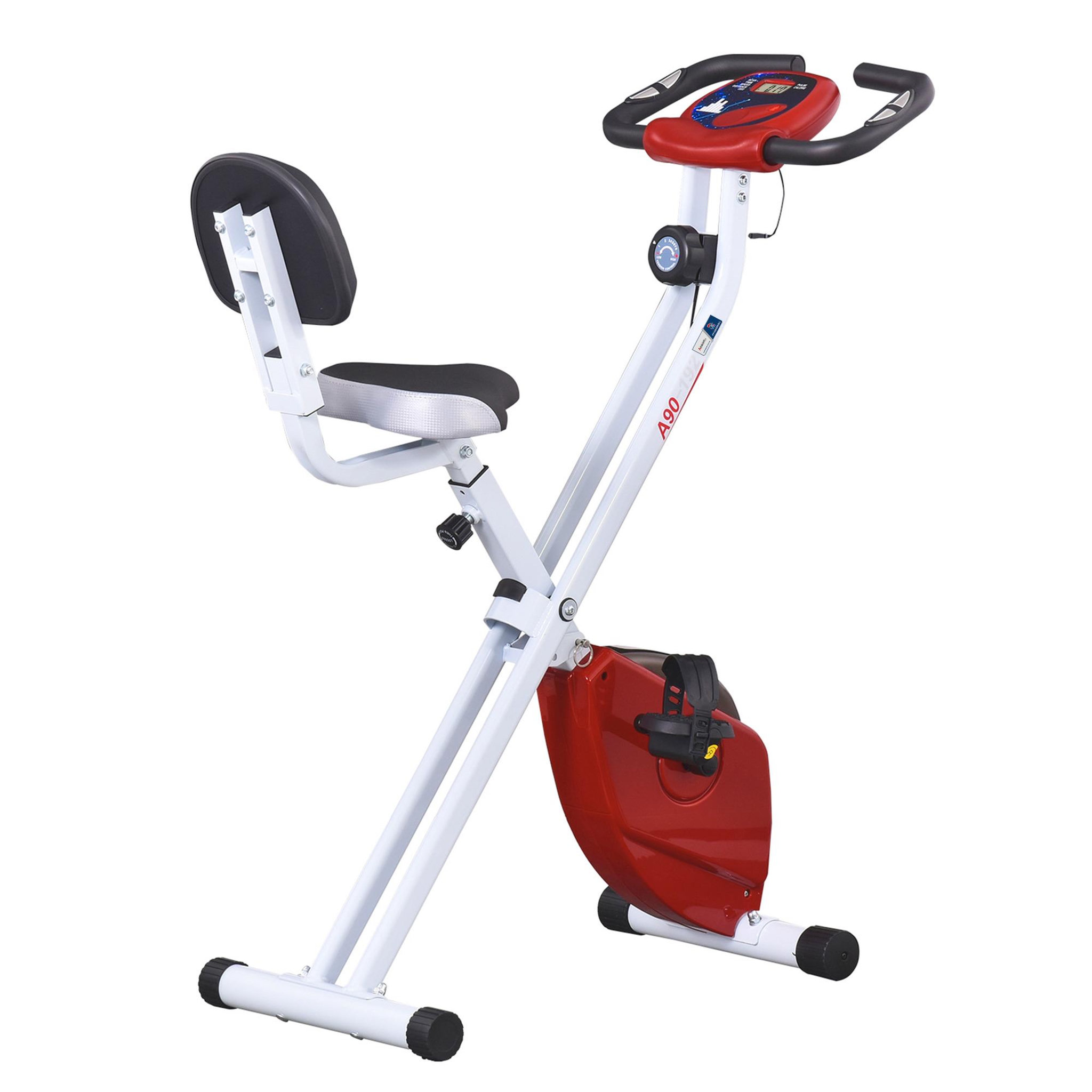 Voir la diapositive 1 : HOMCOM Vélo d'appartement pliable - collaboration Aosom.fr x FFHandball - 8 niv. résistance magnétique réglable