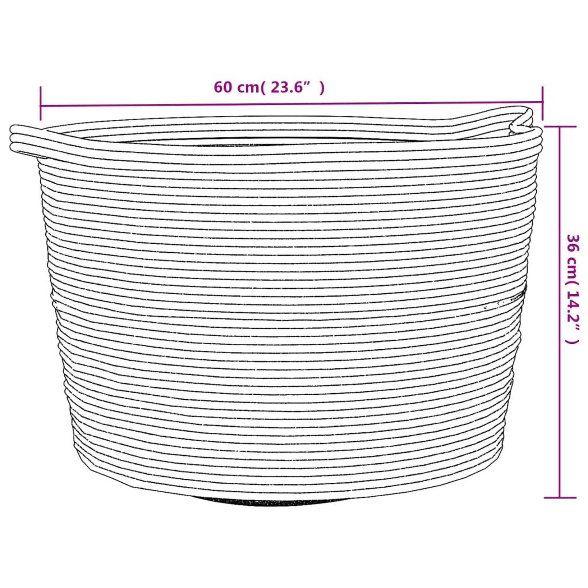 Voir la diapositive 6 : VIDAXL Panier a linge gris et blanc Ø60x36 cm coton