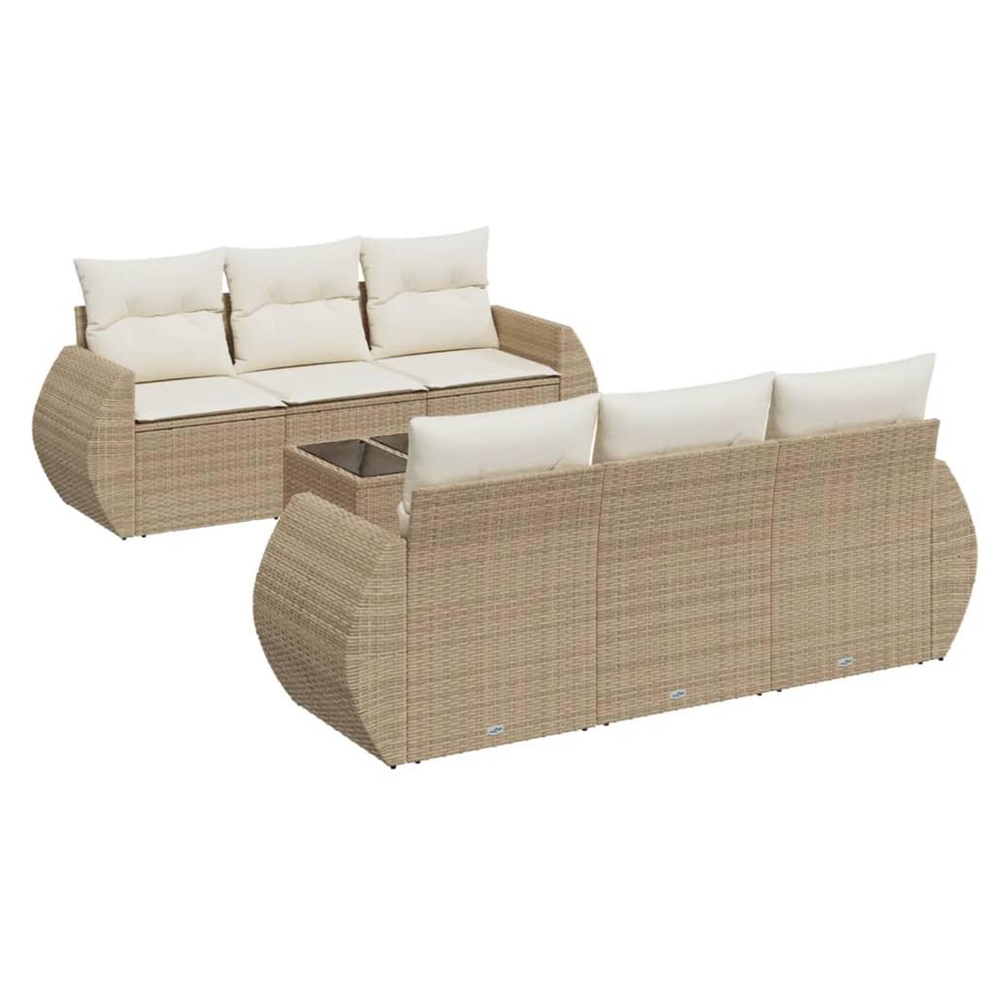 Voir la diapositive 2 : VIDAXL Salon de jardin avec coussins 7 pcs beige resine tressee