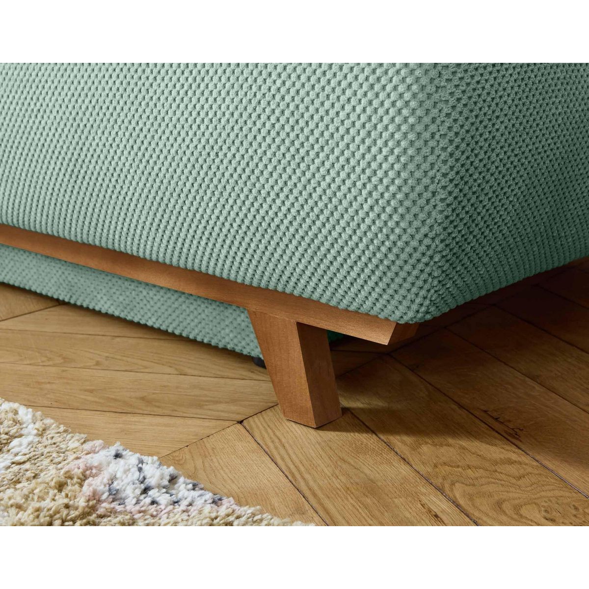 BEST MOBILIER Cristal - canapé 3 places - convertible avec coffre et pouf - en velours texturé