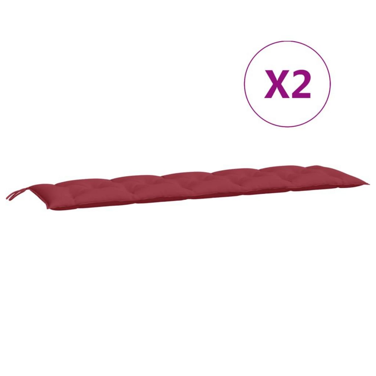 VIDAXL Coussins de banc de jardin lot de 2 rouge bordeaux tissu Oxford