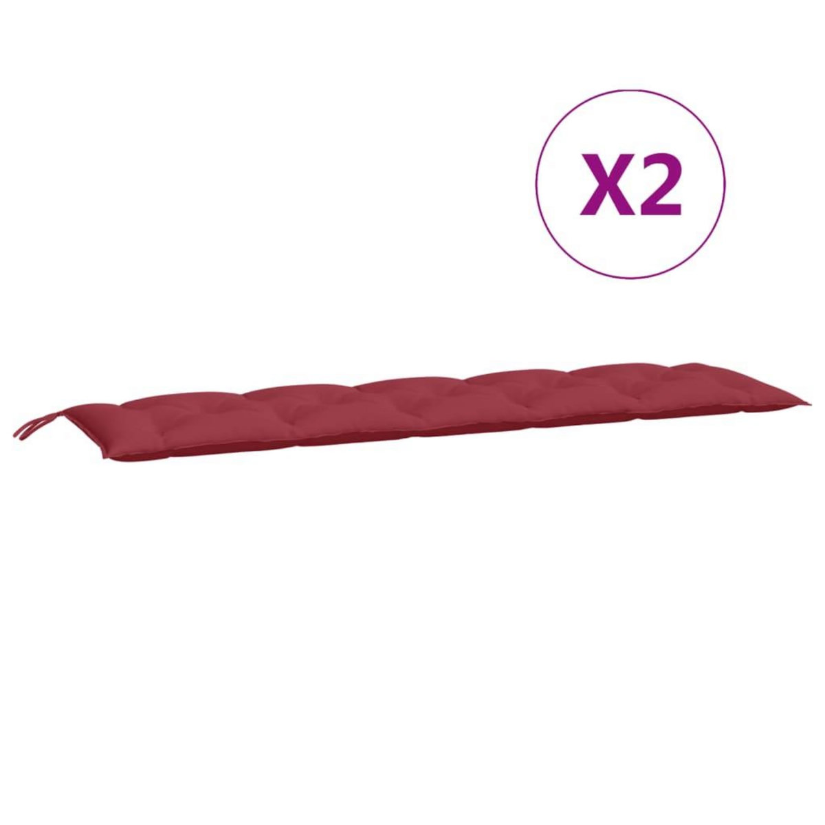 VIDAXL Coussins de banc de jardin lot de 2 rouge bordeaux tissu Oxford