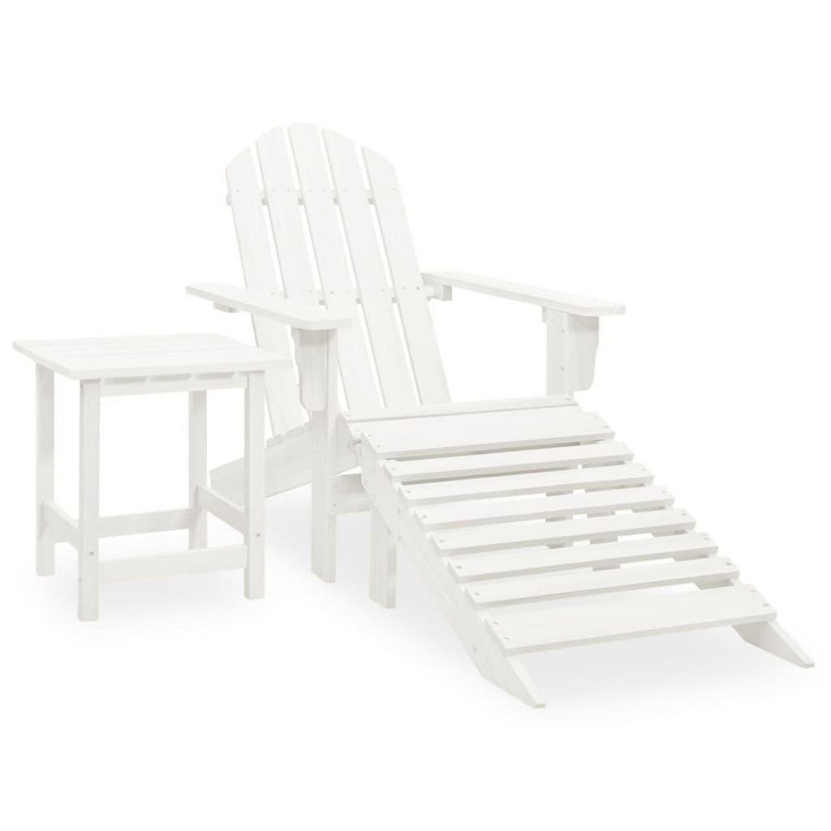 VIDAXL Chaise de jardin Adirondack avec pouf et table Sapin Blanc