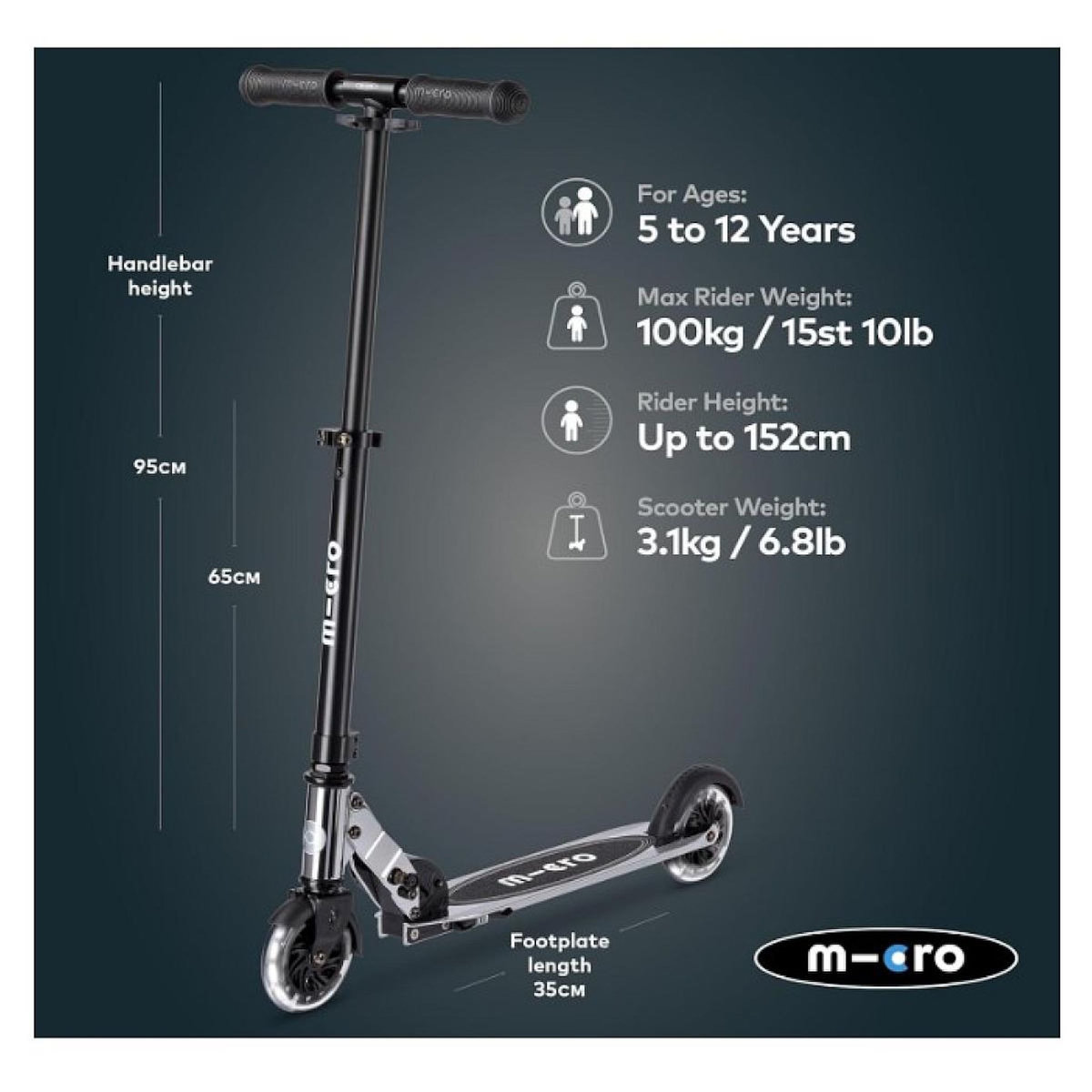 Micro Trottinette  Sprite LED - argentée