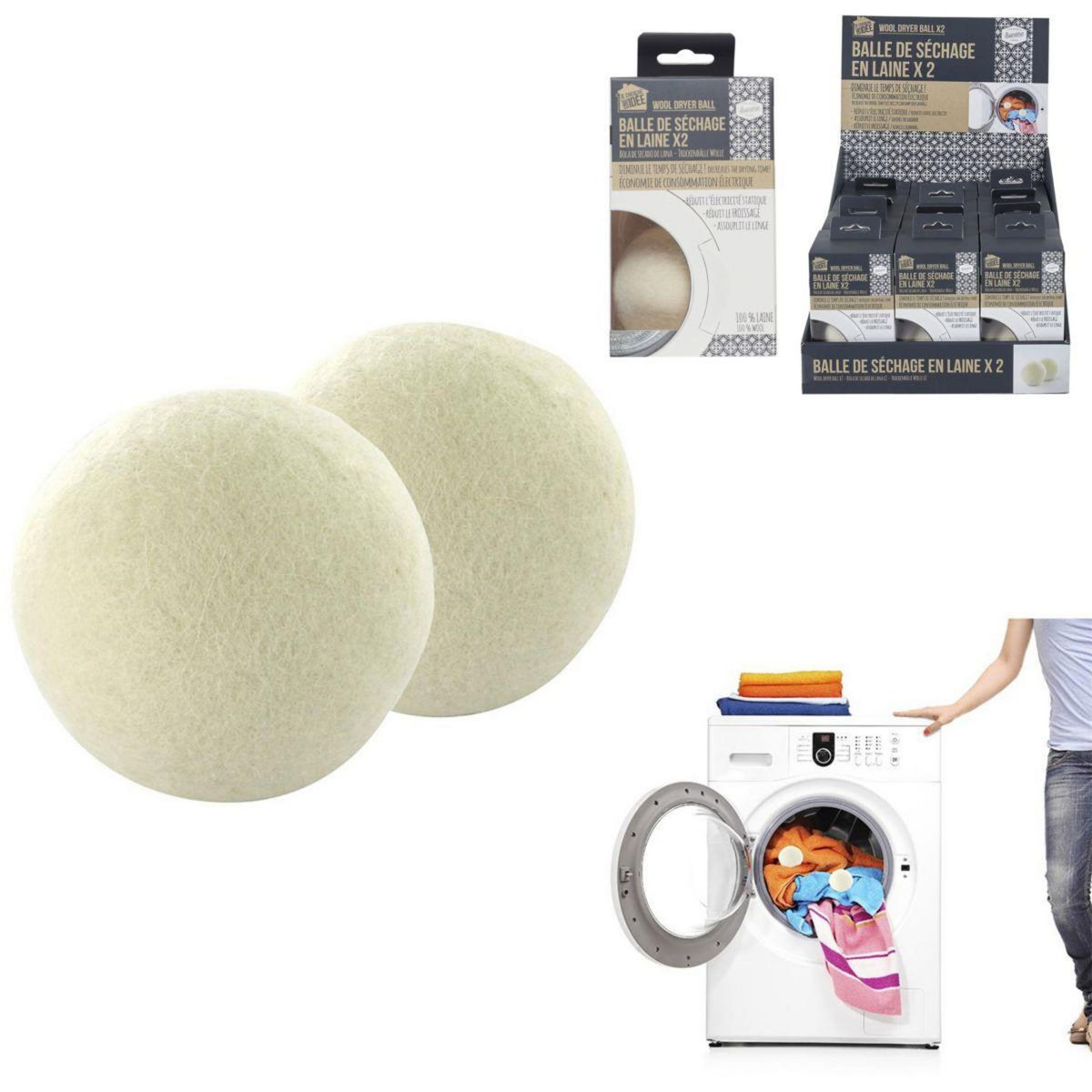 Je cherche une idee Balle de séchage en laine x2