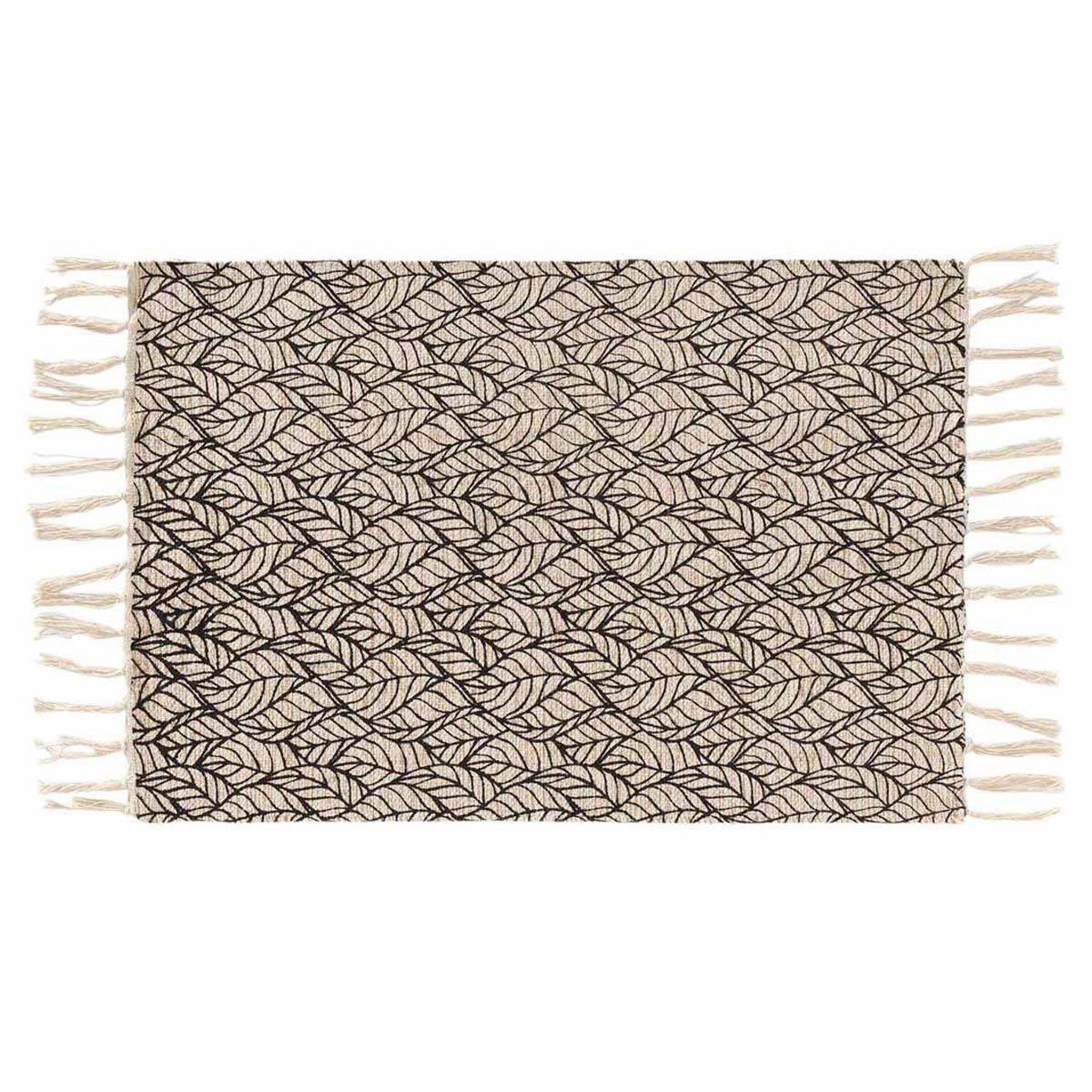 Douceur d'Intérieur Tapis déco à franges  kalinda  60x90cm noir