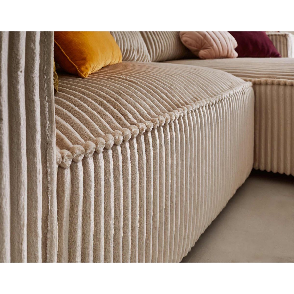 LISA DESIGN Ela - canapé d'angle droit - 4 places - en velours côtelé grosses côtes