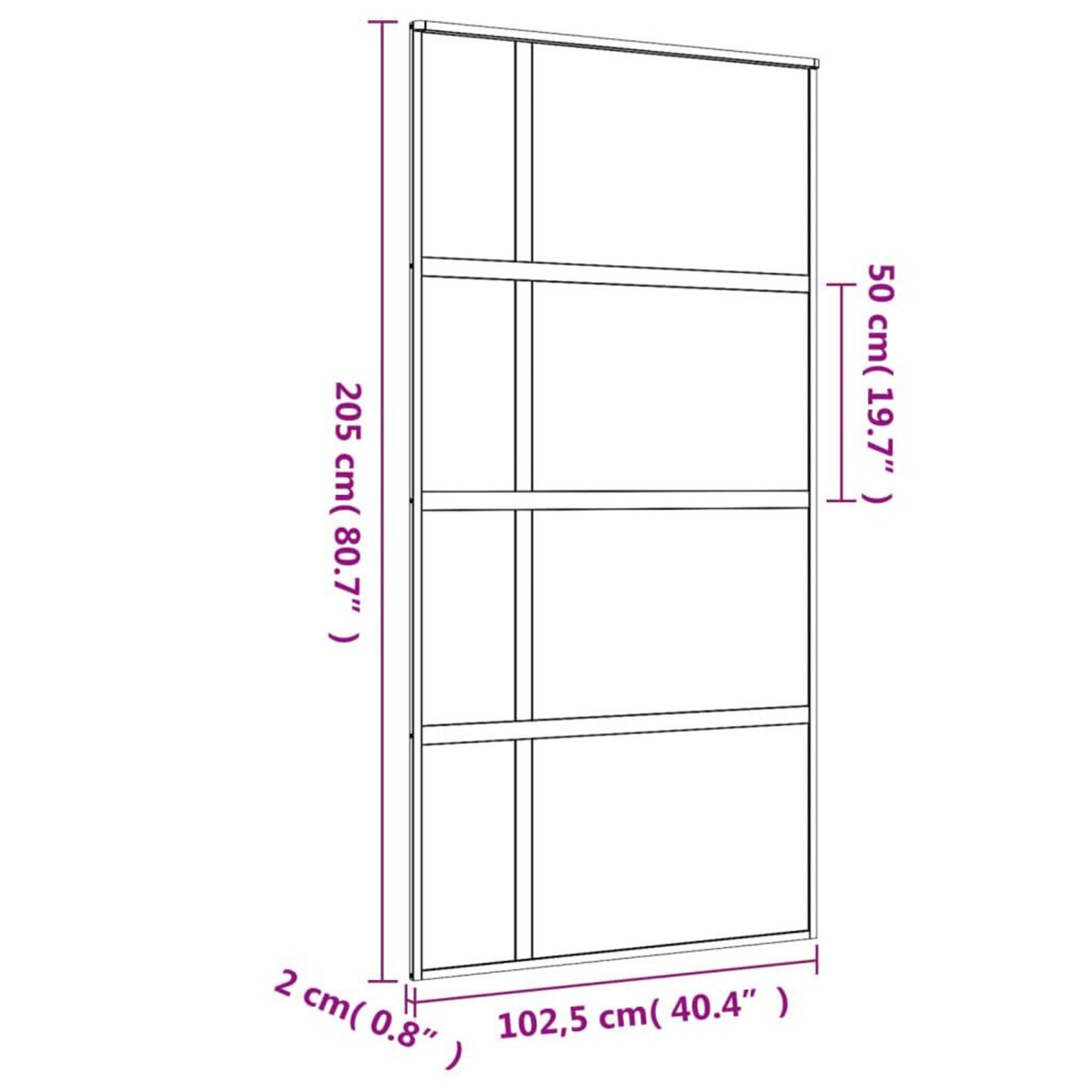 VIDAXL Porte coulissante dore 102,5x205cm verre ESG clair et aluminium