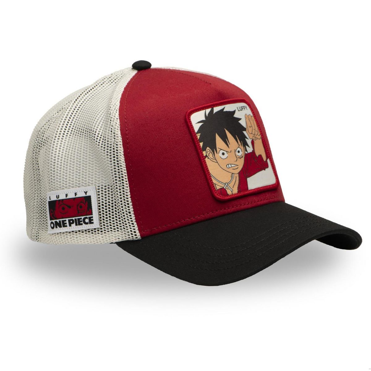CAPSLAB Casquette trucker avec filet en sergé de coton One piece Luffy Red