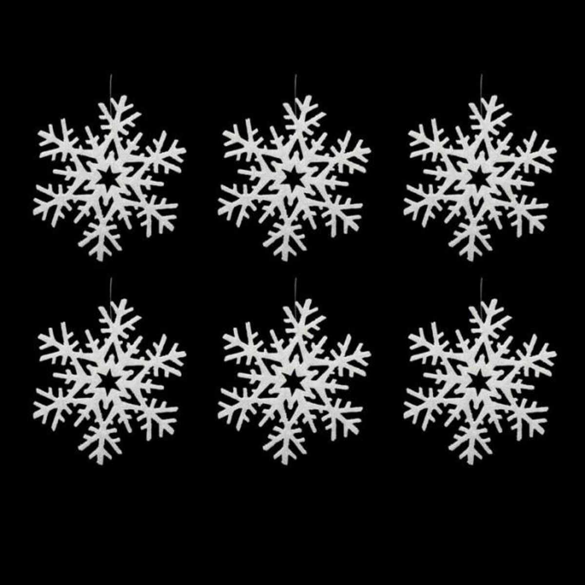 FEERIC LIGHT & CHRISTMAS Décoration de Noël 6 Flocons  Polaire  20cm Blanc