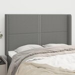 VIDAXL Tete de lit avec oreilles Gris fonce 147x16x118/128 cm Tissu