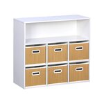 SWEEEK Meuble de rangement pour enfant avec 7 compartiments et 6 paniers en fibre végétale