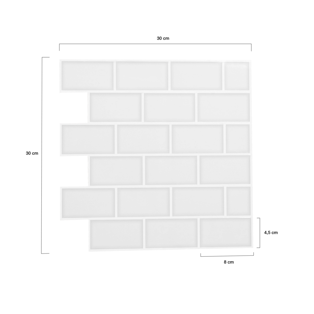 ID MARKET Crédence adhésive murale effet carrelage métro blanc 10 pcs 30x30 cm