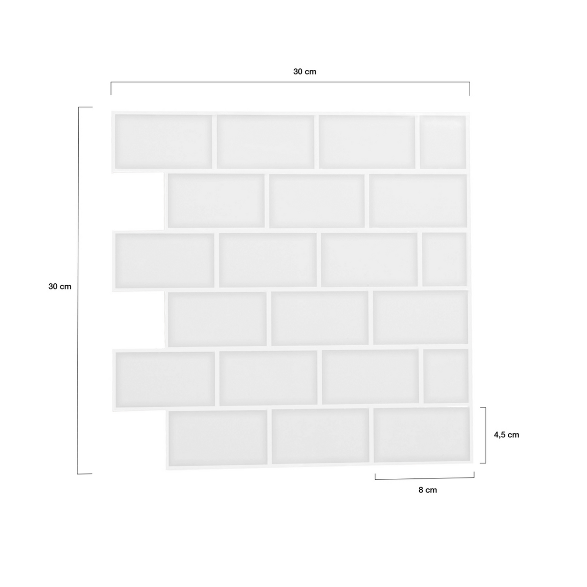 ID MARKET Crédence adhésive murale effet carrelage métro blanc 10 pcs 30x30 cm