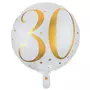  Ballon Aluminium 30 ans Joyeux Anniversaire Blanc et Or