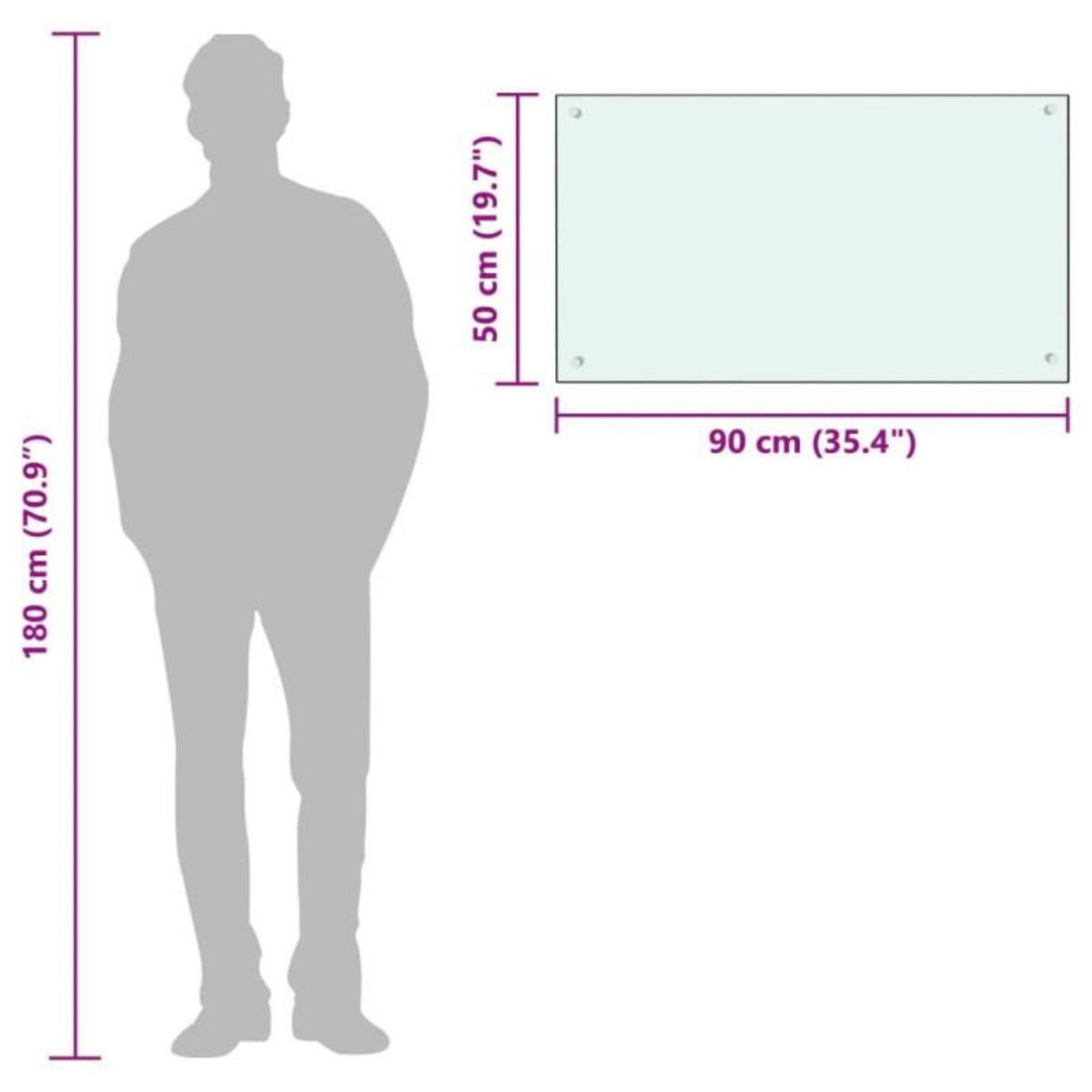 VIDAXL Dosseret de cuisine Blanc 90x50 cm Verre trempé