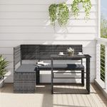 VIDAXL Canapé de jardin avec table et coussins en forme de L gris