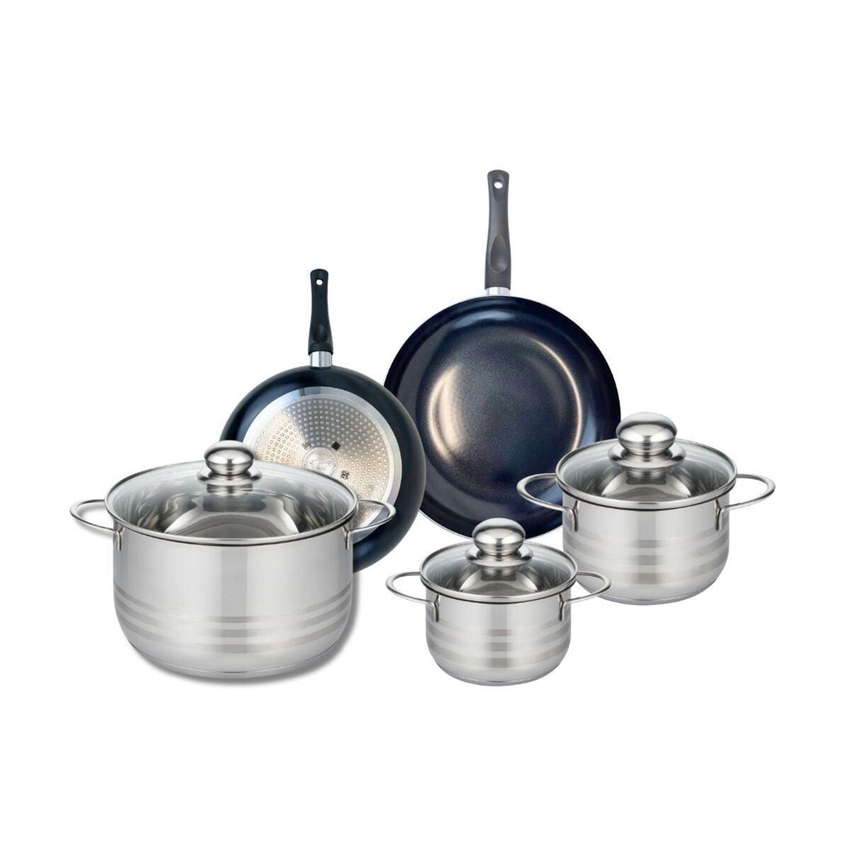 ELO Ensemble de 2 Poêles de cuisson 20 et 24 cm et 3 faitouts 14, 16 et 24 cm Elo Prima Brillant