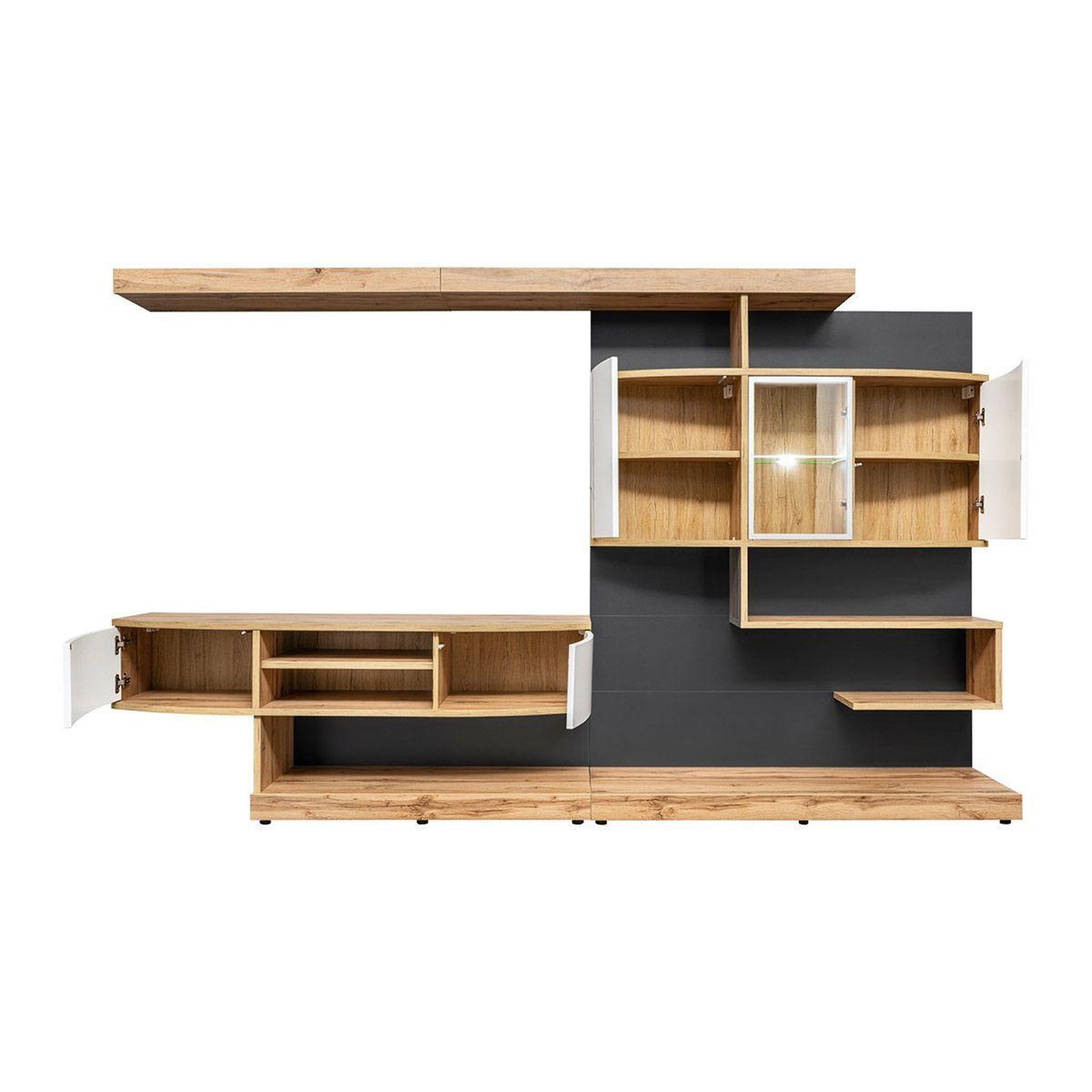 Voir la diapositive 4 : Paris Prix Ensemble meuble tv  palermo  300cm naturel & anthracite