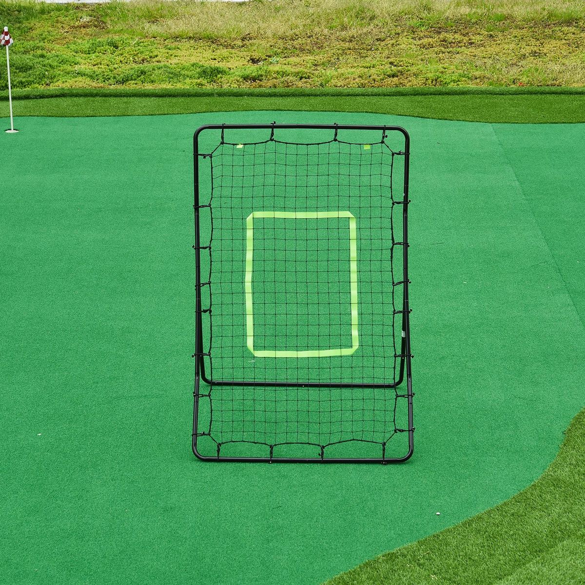 HOMCOM Filet de rebond de football 90L x 80l x 140H cm cible et sardines de fixation fournies noir vert